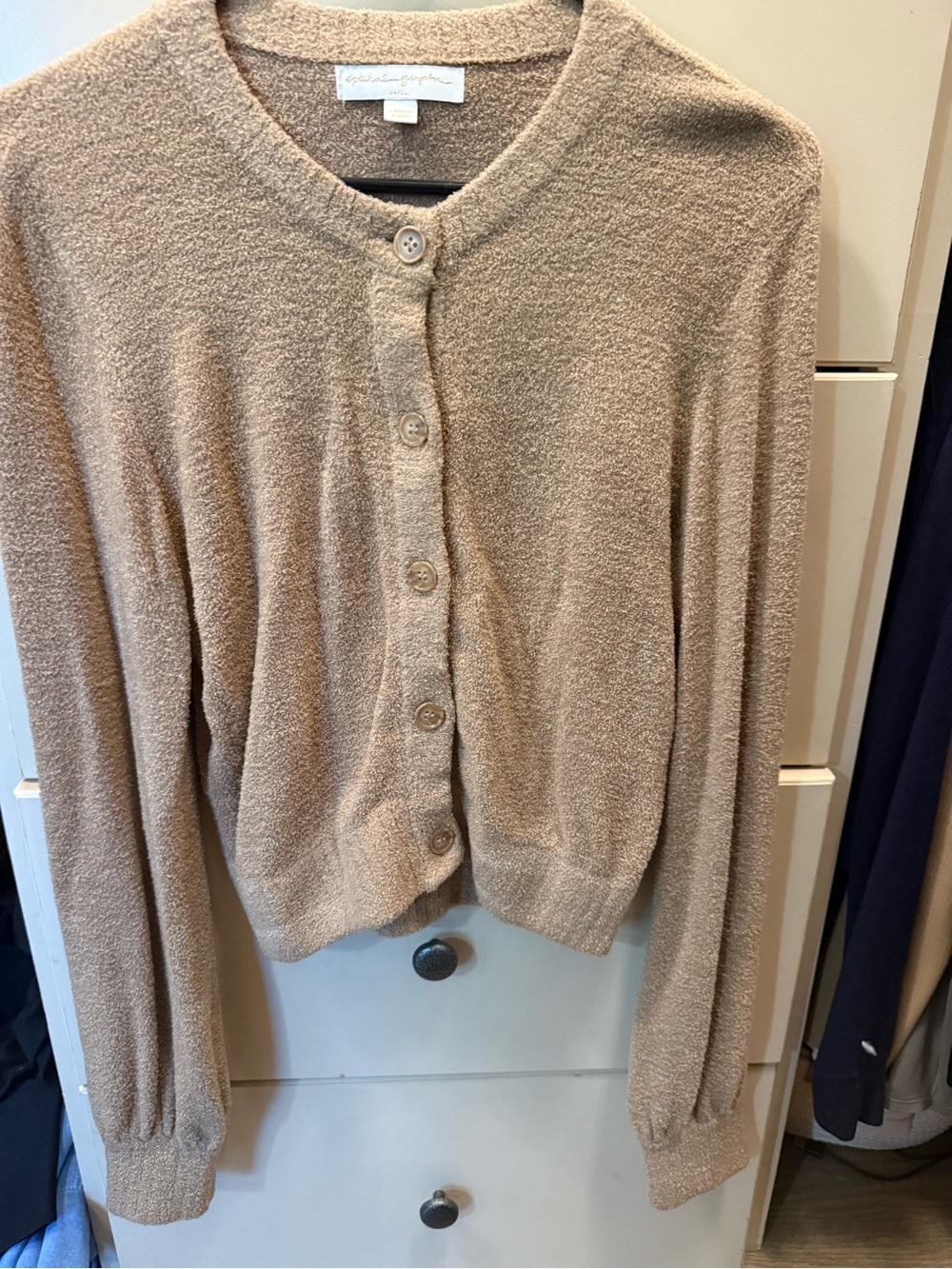 Spiritual Gangster Cozy Shawl Cardigan - Taupe/Tan